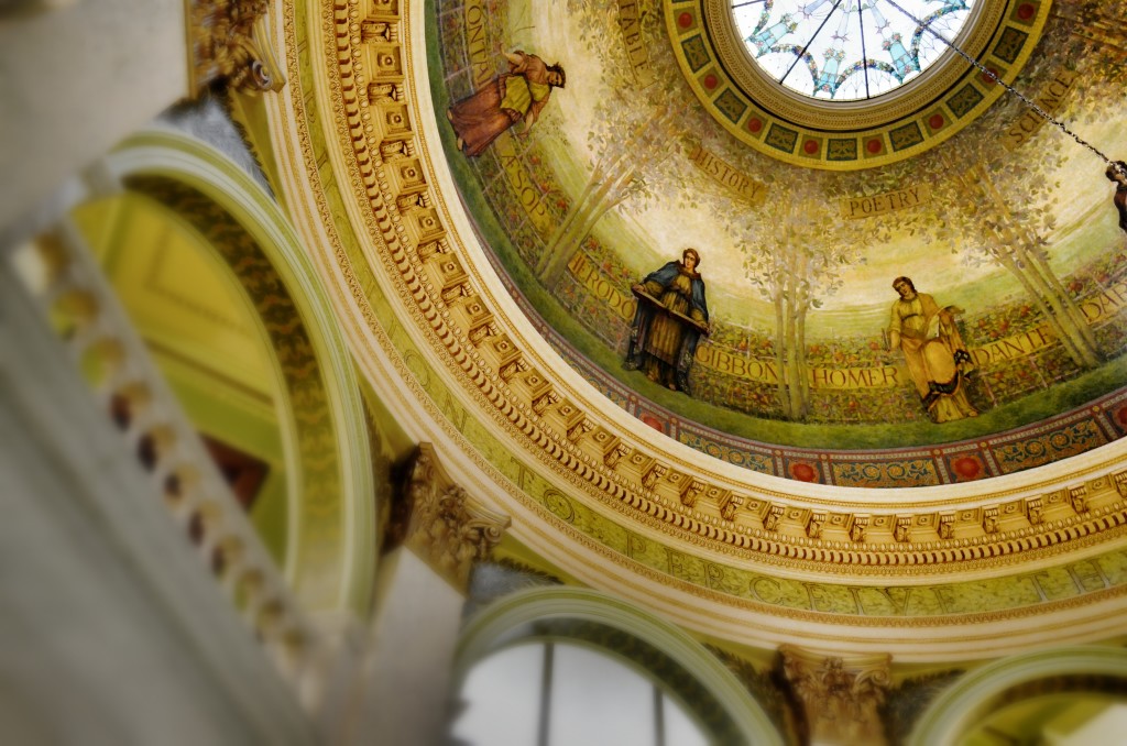 Above Roswell P. Flower Memorial Library