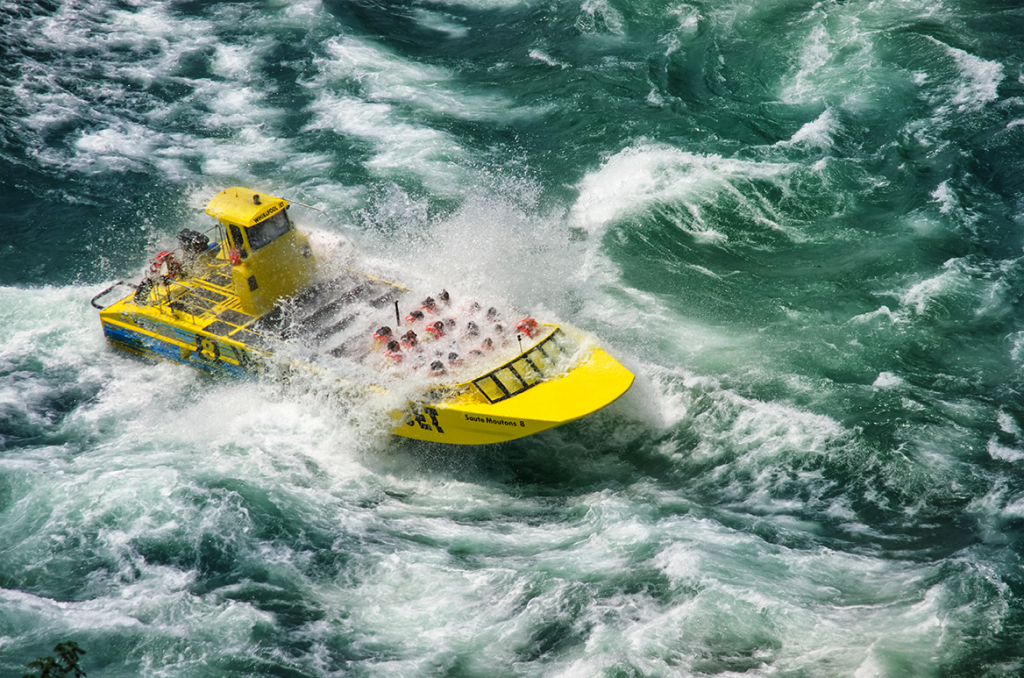 Whirlpool Jet Boat tour seen from Devil's Hole State Park