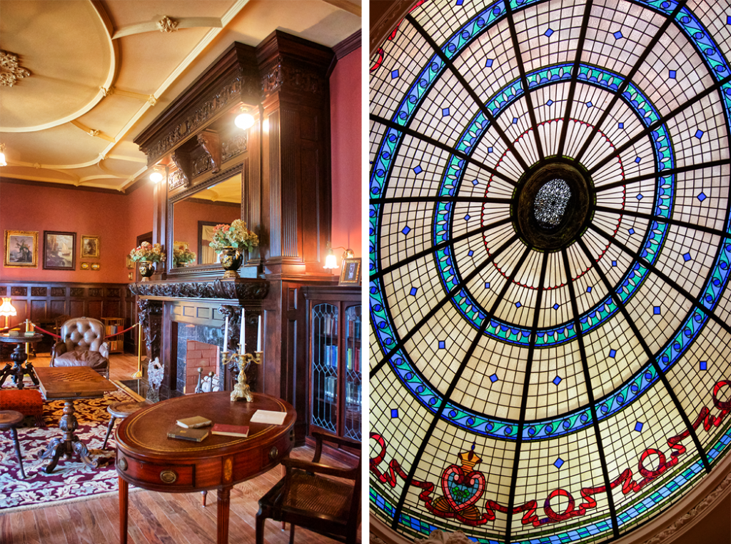 Library and Stained Glass Window inside Boldt Castle